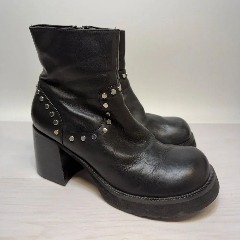 ARIZONA JEAN CO Studded Platform Chunky Combat Boots Women's Size 8.5M Black